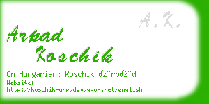 arpad koschik business card